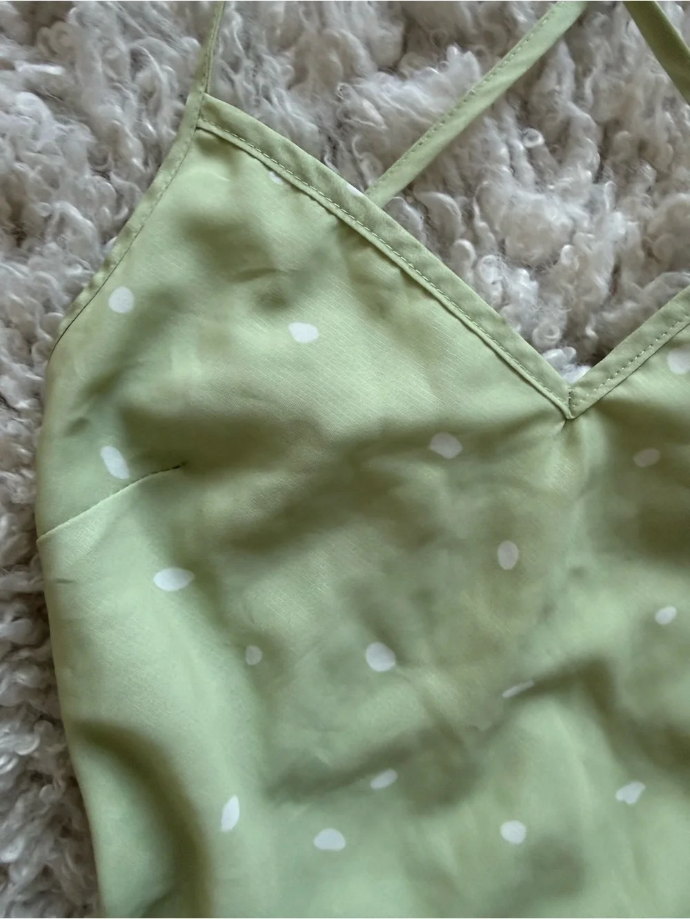 Princess Polly On Cloud Nine Open Back Dress in Sage Green w/ White Polka Dots - Picture 13 of 13